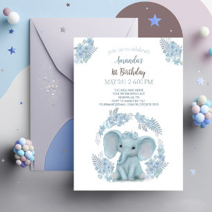 Niedlich Blue Baby Elephant Einladung
