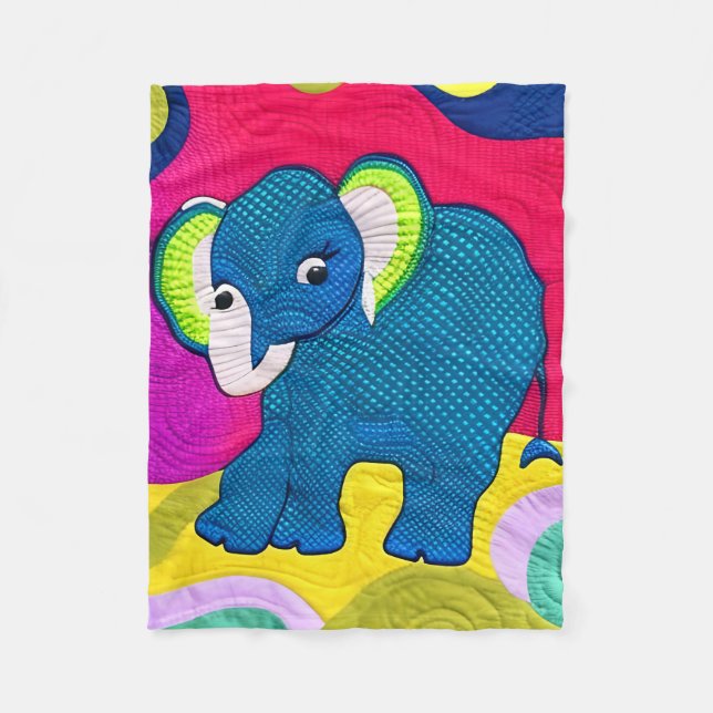 Niedlich Blue Baby Elephant - quillike Design Fleecedecke (Vorderseite)