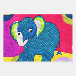 Niedlich Blue Baby Elephant - quillike Design Geschenkpapier Set