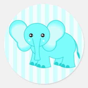 Niedlich Blue Baby Elephant Strip Stickers