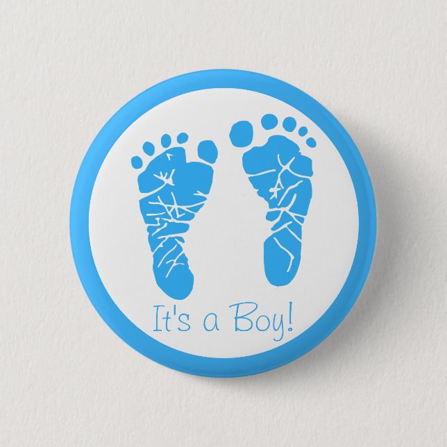 Niedlich Blue Baby Footprints durch eine Baby-Dusc Button (Vorderseite)
