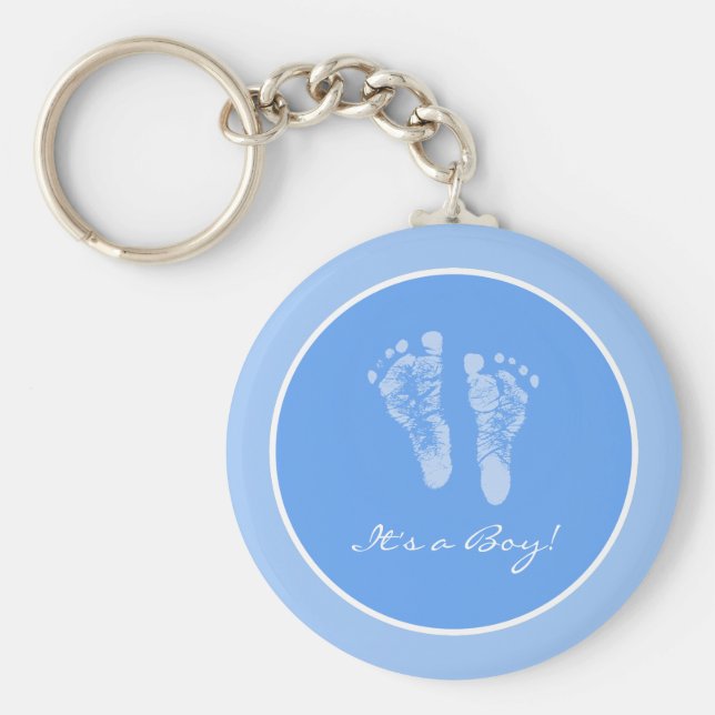 Niedlich Blue Baby Footprints durch eine Baby-Dusc Schlüsselanhänger (Vorne)