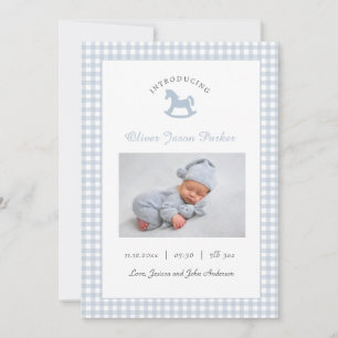 Niedlich Blue Baby Foto Moderne Geburt Ankündigung