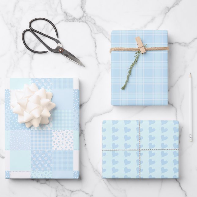 Niedlich Blue Baby-Koordinationsdesigns Geschenkpapier Set (Vorderseite)