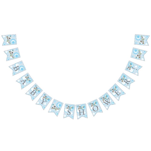 Niedlich Blue Baby Owls Baby Dusche Wimpelkette (Alle)