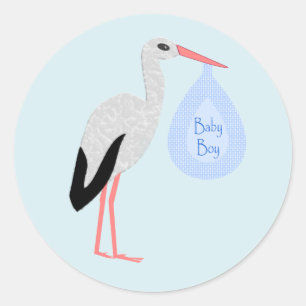 Niedlich Blue Baby Storch Runder Aufkleber