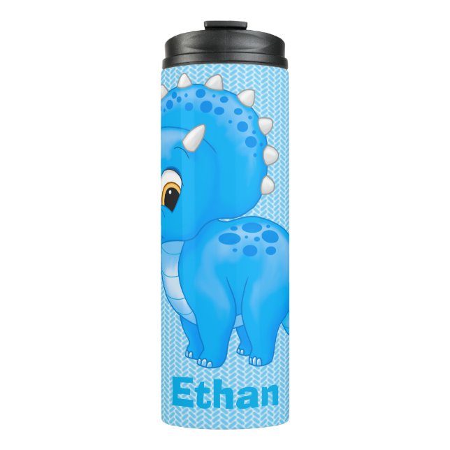 Niedlich Blue Baby Triceratops Dinosaurier Thermosbecher (Vorderseite)