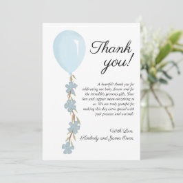 Niedlich Blue Balloon Baby Dusche Dankeskarte
