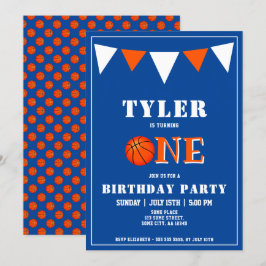 Niedlich Blue Basketball 1. Geburtstag Einladung
