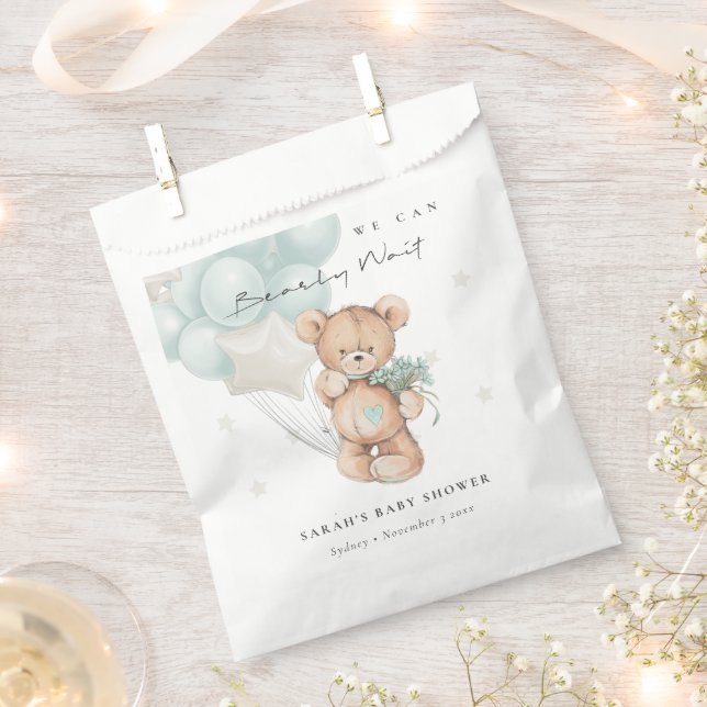 Niedlich Blue Bearly Wait Bear Balloon Baby Showdu Geschenktütchen (Ausgeschnitten)