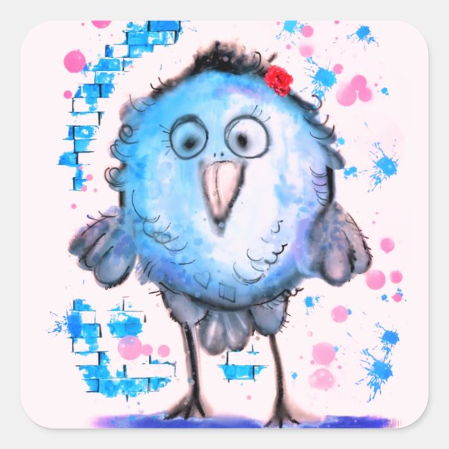 Niedlich Blue Bird Funny Sticker (Vorderseite)