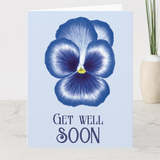 Niedlich Blue Blumen Watercolor Pansie wird gut Karte (Vorderseite)
