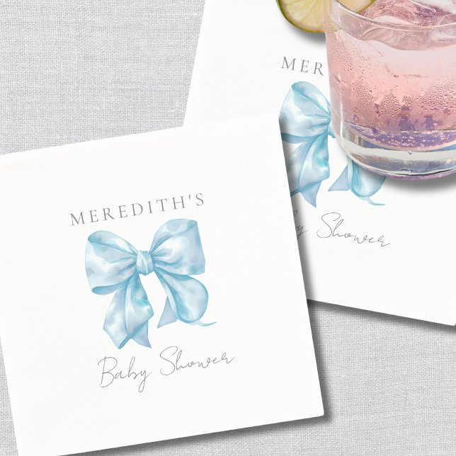 Niedlich Blue Bow Baby Dusche Serviette (Cute Blue Bow Baby Shower Napkins)