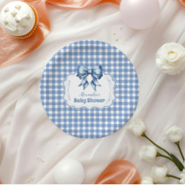 Niedlich Blue Bow Ribbon Gingham Pappteller