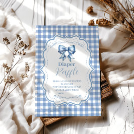 Niedlich Blue Bow Ribbon Gingham Raffle Diapper Begleitkarte