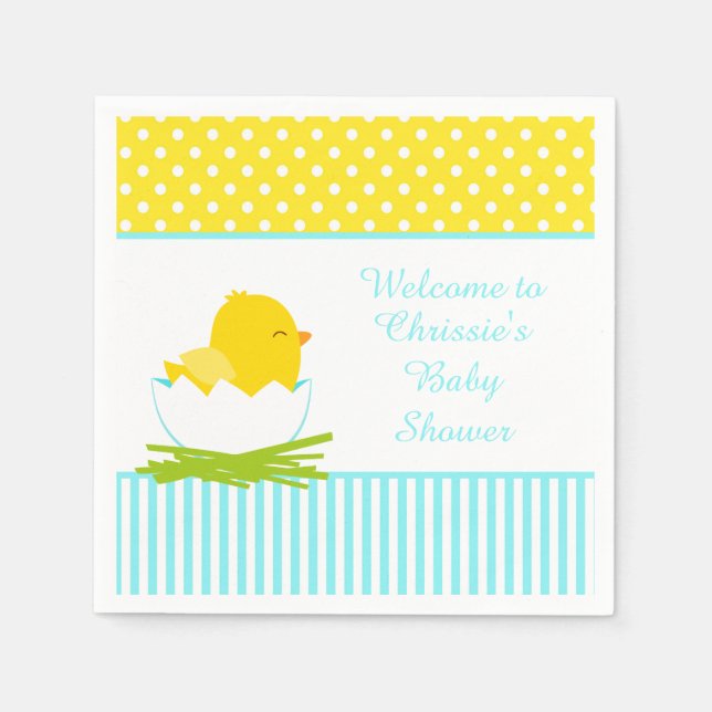 Niedlich Blue Boy Chick Baby Dusche Party Serviette (Vorderseite)