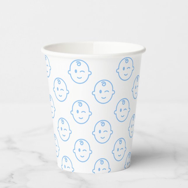 Niedlich Blue Boy's Baby Shower Gemustert Pappbecher (Links)