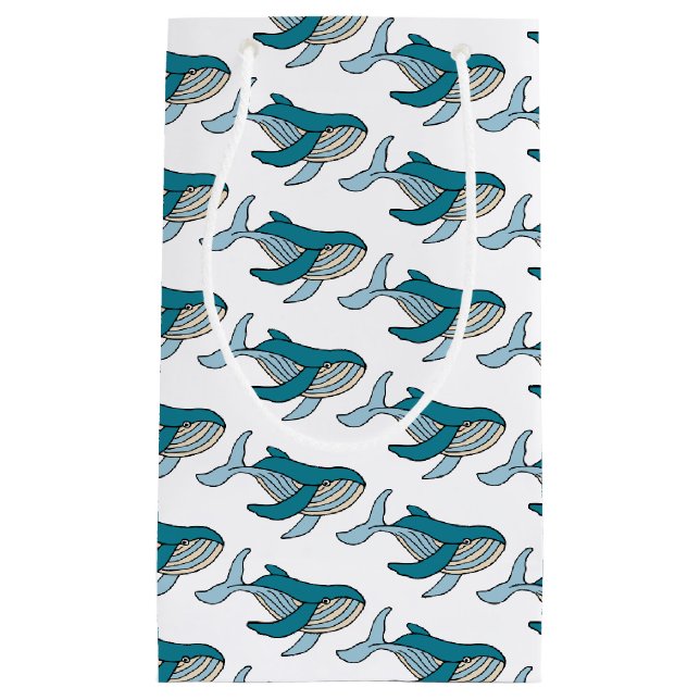 Niedlich Blue Boys Whale Kleine Geschenktüte (Vorderseite)