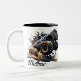 Niedlich Blue Brown Big Race Monster Truck Zweifarbige Tasse