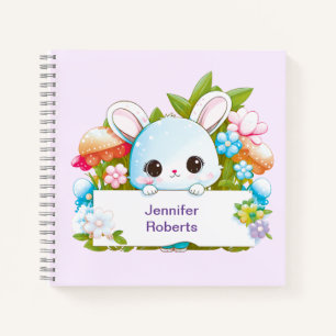 Niedlich Blue Bunny Floral Notizbuch
