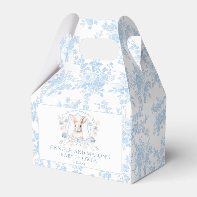 Niedlich Blue Bunny Wappen French Baby Boy Dusche Geschenkschachtel (Vorderseite)