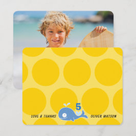 Niedlich Blue Cartoon Whale Kid's Beach Birthday F Dankeskarte