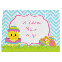 Niedlich Blue Chevrons Osterfest Bunny Easter Egg  Große Geschenktüte