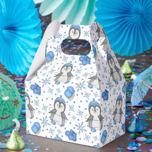 Niedlich Blue Christmas Ice Skaten Penguin Geschenkschachtel
