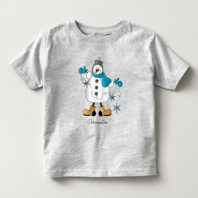 Niedlich Blue Christmas Snowman Kleinkind T - Shir Kleinkind T-shirt (Vorderseite)