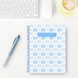 Niedlich Blue Coquette Bows Herz Personalisierter Notizbuch