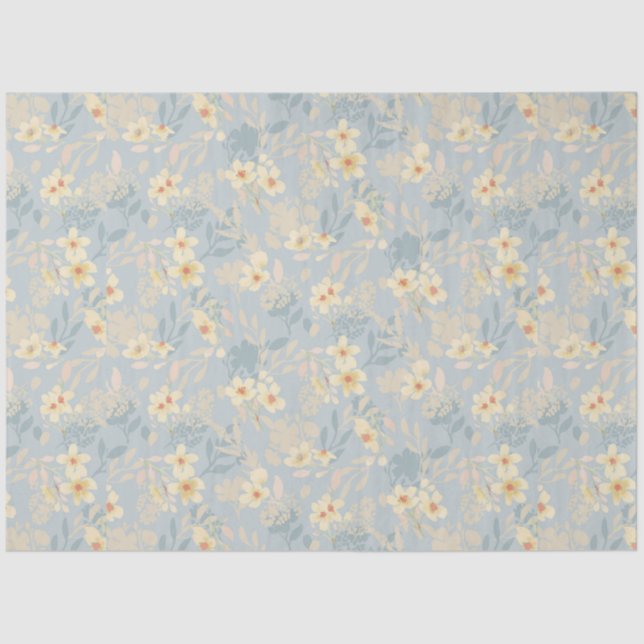 Niedlich Blue Daisy Blumendecoupage Seidenpapier (Vorderseite)