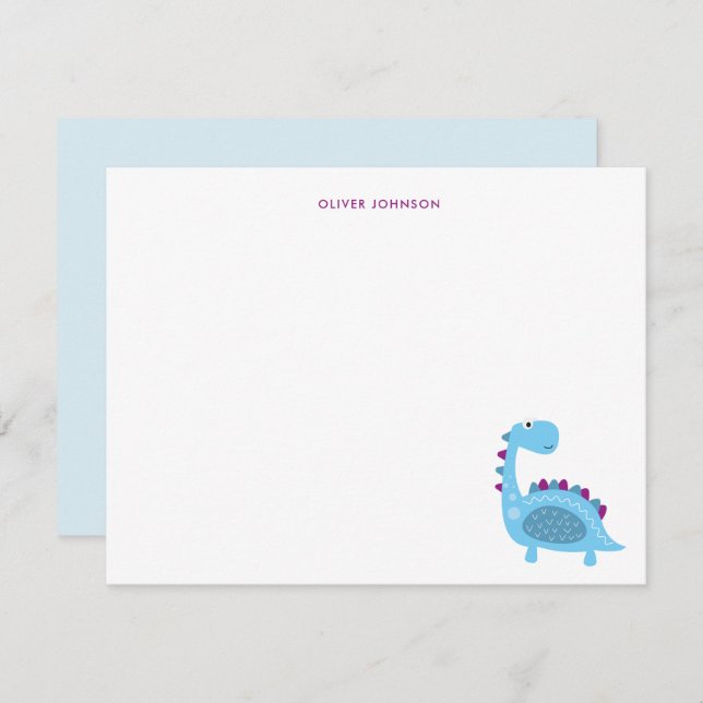 Niedlich Blue Dinosaur Kinder danke (Vorne/Hinten)