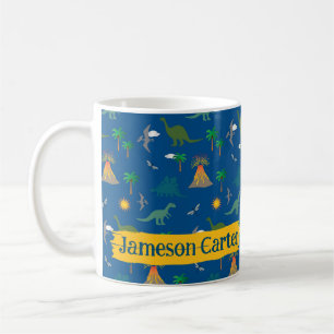Niedlich Blue Dinosaurier Muster Wildlife Pflanze Kaffeetasse