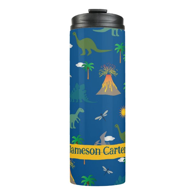 Niedlich Blue Dinosaurier Muster Wildlife Pflanze  Thermosbecher (Vorderseite)