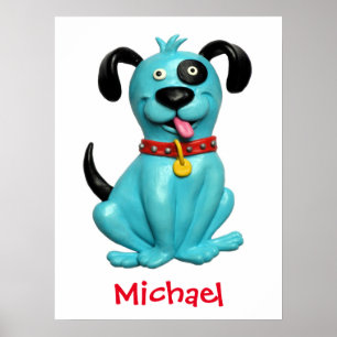 Niedlich Blue Dog Baby Boy Dusche Kinderzimmer Kin Poster