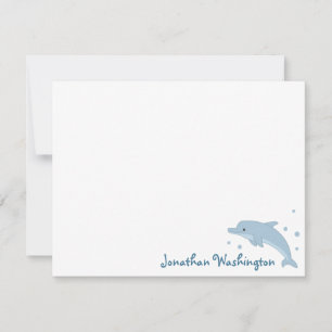 Niedlich Blue Dolphin Note Card Mitteilungskarte