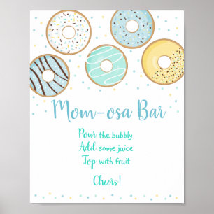 Niedlich Blue Donut Baby Dusche Mimosa Bar Zeichen Poster