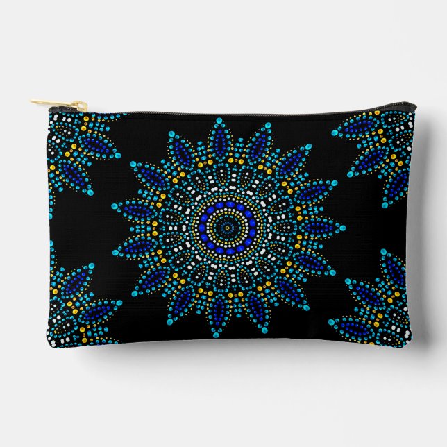 Niedlich Blue Dot Art Mandala Muster Zubehörtasche (Vorderseite)