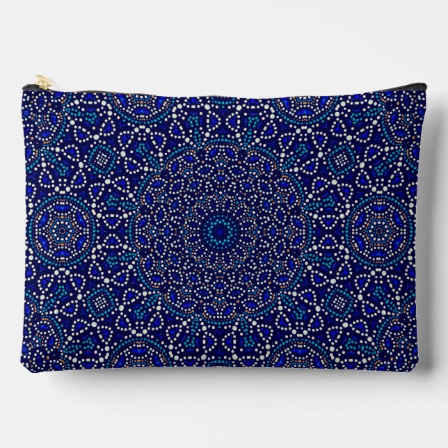 Niedlich Blue Dot Art Mandala Muster Zubehörtasche (Vorderseite)