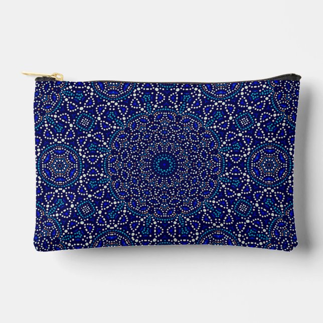 Niedlich Blue Dot Art Mandala Muster Zubehörtasche (Vorderseite)