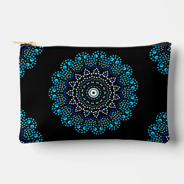 Niedlich Blue Dot Art Mandala Muster Zubehörtasche (Vorderseite)
