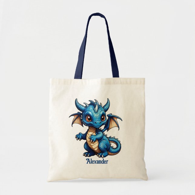 Niedlich Blue Dragon personalisieren Tragetasche (Vorne)