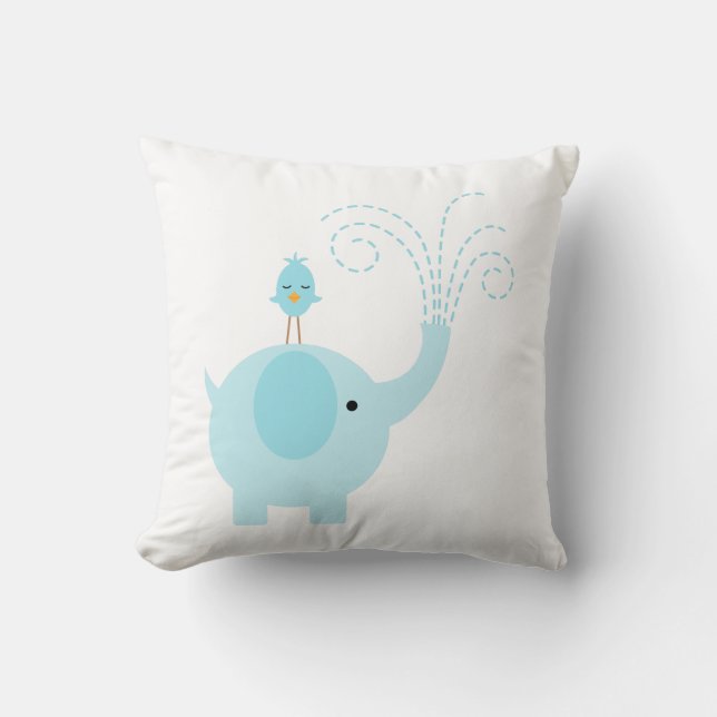 Niedlich Blue Elephant Baby Boy Kinderzimmer Kissen (Vorderseite)