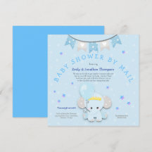 Niedlich Blue Elephant Baby Dusche per Mail