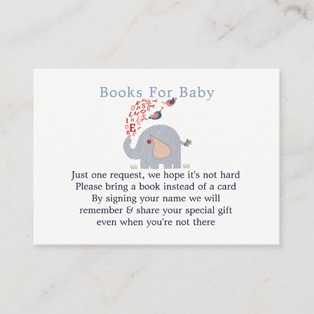 Niedlich Blue Elephant Baby Showbuchanfrage Begleitkarte (Vorderseite)