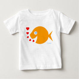 Niedlich Blue Eyes Baby Goldfish Cartoon und Kisse T-shirt
