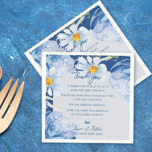 Niedlich Blue Floral Trendy Wedding Vielen Dank fü Serviette