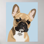 Niedlich Blue French Bulldog | Französisch Poster<br><div class="desc">Pop Art franz. Bulldogge Poster mit einem niedlichen,  roten Frenchie auf einem pastellblauen Hintergrund,  der in jede Farbe geändert werden kann.</div>