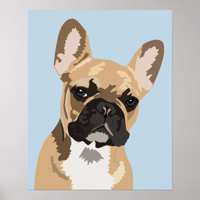 Niedlich Blue French Bulldog | Französisch Poster (Vorne)