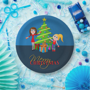 Niedlich Blue Frohe Weihnachts-Weihnachtsbaum Pappteller
